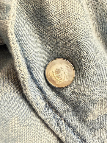 Versace Jacquard Chambray Denim Shirt Blue 44 US (54 Euro) 1007836 Italy NEW