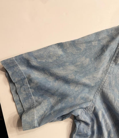 Versace Jacquard Chambray Denim Shirt Blue 44 US (54 Euro) 1007836 Italy NEW