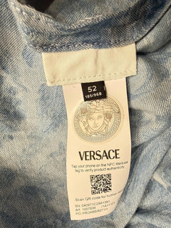 Versace Jacquard Chambray Denim Shirt Blue 42 US (52 Euro) 1007836 Italy NWT