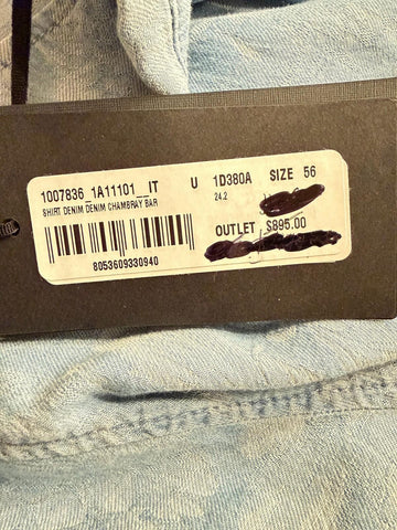 Versace Jacquard Chambray Denim Shirt Blue 46 US (56 Euro) 1007836 Italy NWT