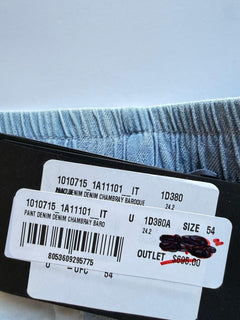 Versace Jacquard Chambray Denim Casual Blue Pants 54 Euro (34”) IT 1010715 NWT
