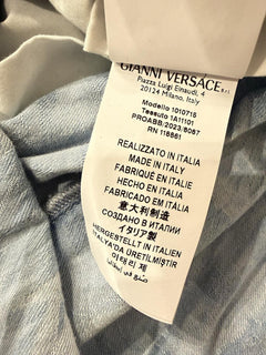Versace Jacquard Chambray Denim Casual Blue Pants 54 Euro (34”) IT 1010715 NWT