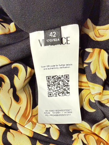 Versace Baroque Poly Stretch Bodysuit Black/Gold 6 US (42  Eu) 1012581 NWT $1100