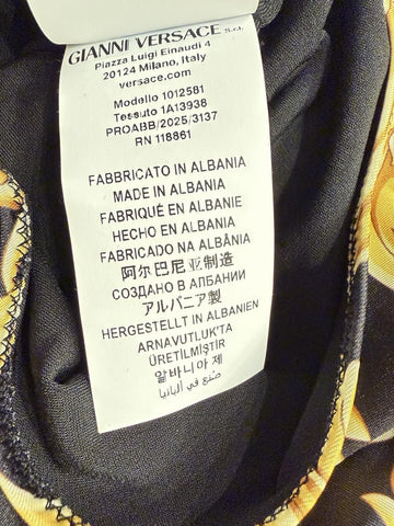 Versace Baroque Poly Stretch Bodysuit Black/Gold 8 US (44 Eu) 1012581 NWT $1100