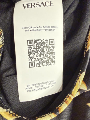 Versace Baroque Poly Stretch Bodysuit Black/Gold 8 US (44 Eu) 1012581 NWT $1100