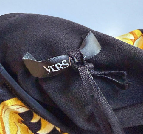 Versace Baroque Poly Stretch Bodysuit Black/Gold 8 US (44 Eu) 1012581 NWT $1100