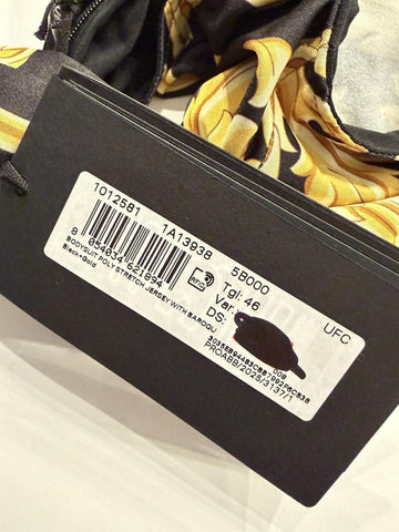 Versace Baroque Poly Stretch Bodysuit Black/Gold 12 US (46 Eu) 1012581 NWT $1100