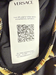 Versace Baroque Poly Stretch Bodysuit Black/Gold 12 US (46 Eu) 1012581 NWT $1100