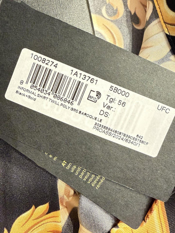 Versace Baroque Long Sleeve Shirt Black & Gold 3XL (56 Euro) 1008274 NWT