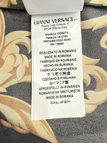 Versace Baroque Long Sleeve Shirt Black & Gold 3XL (56 Euro) 1008274 NWT