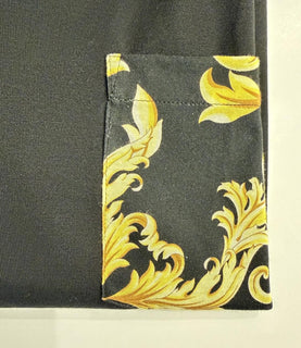 Versace Leafy Cotton Jersey T-Shirt Black/Gold 6XL 1021353 Made in Italy NWT