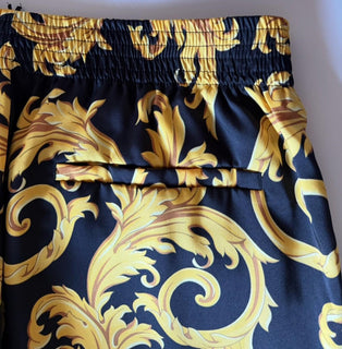 Versace Baroque Men's Black & Gold Shorts  50 Euro (31”) 1010119 NWT $1200