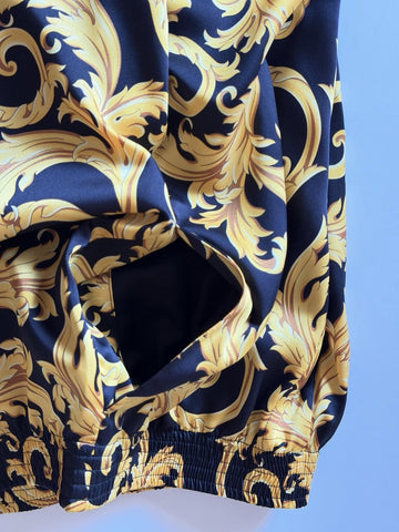 Versace Baroque Men's Black & Gold Shorts  52  Euro (32”) 1010119 NWT $1200