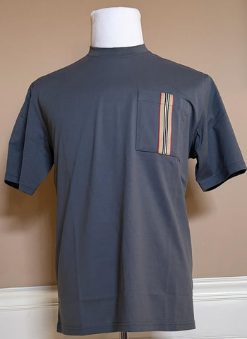 Burberry Ellison Striped Pocket Carbon Blue T-shirt L (Oversized) 8112115 NWT