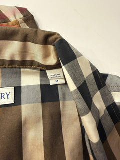 Burberry Elio Toupe Brown IP Check Cotton Short Sleeve Shirt M 8104201 NWT $590