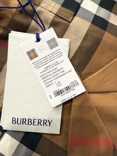 Burberry Elio Toupe Brown IP Check Cotton Short Sleeve Shirt L 8104201 NWT $590
