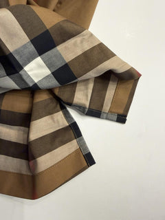 Burberry Elio Toupe Brown IP Check Cotton Short Sleeve Shirt L 8104201 NWT $590
