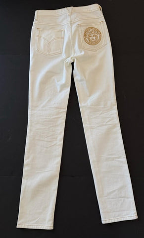 Versace Women's Medusa Denim WhiteJeans Size 26 US A89556S NWT $850