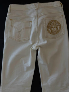 Versace Women's Medusa Denim WhiteJeans Size 26 US A89556S NWT $850