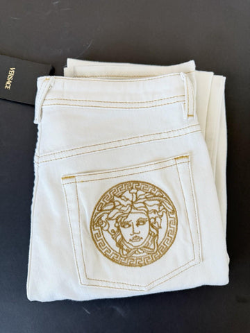 Versace Women's Medusa Denim WhiteJeans Size 26 US A89556S NWT $850