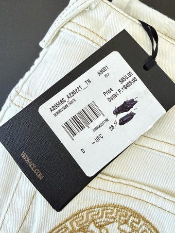 Versace Women's Medusa Denim WhiteJeans Size 26 US A89556S NWT $850