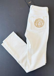 Versace Women's Medusa Denim WhiteJeans Size 26 US A89556S NWT $850