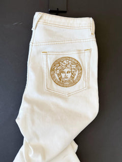 Versace Women's Medusa Denim WhiteJeans Size 26 US A89556S NWT $850