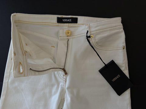 Versace Women's Medusa Denim WhiteJeans Size 26 US A89556S NWT $850