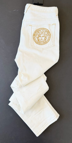 Versace Women's Medusa Denim WhiteJeans Size 27 US A89556S NWT $850