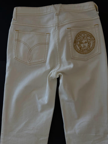 Versace Women's Medusa Denim WhiteJeans Size 27 US A89556S NWT $850