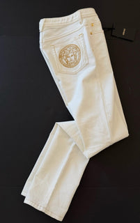 Versace Women's Medusa Denim WhiteJeans Size 27 US A89556S NWT $850