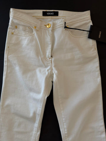 Versace Women's Medusa Denim WhiteJeans Size 27 US A89556S NWT $850
