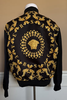 Versace Medusa Women's Blouson Shiny Nylon Jacket Black/Gold 46 Euro 1012573 NWT