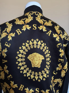 Versace Medusa Women's Blouson Shiny Nylon Jacket Black/Gold 46 Euro 1012573 NWT