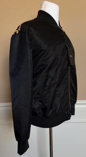 Versace Medusa Women's Blouson Shiny Nylon Jacket Black/Gold 44 Euro 1012573 NWT