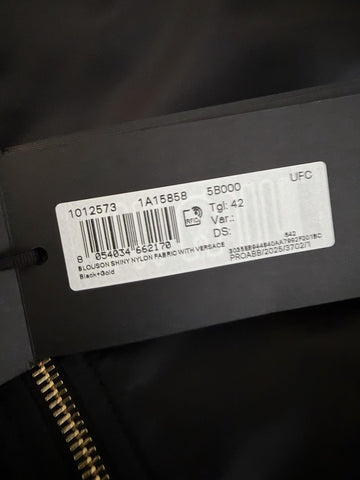 Versace Medusa Women's Blouson Shiny Nylon Jacket Black/Gold 42 Euro 1012573 NWT