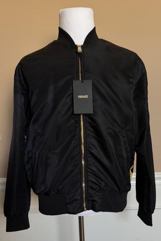 Versace Medusa Women's Blouson Shiny Nylon Jacket Black/Gold 42 Euro 1012573 NWT