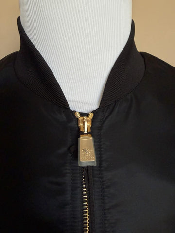 Versace Medusa Women's Blouson Shiny Nylon Jacket Black/Gold 42 Euro 1012573 NWT