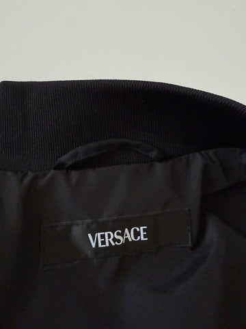 Versace Medusa Women's Blouson Shiny Nylon Jacket Black/Gold 42 Euro 1012573 NWT