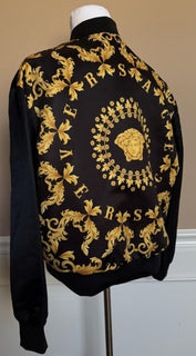 Versace Medusa Women's Blouson Shiny Nylon Jacket Black/Gold 48 Euro 1012573 NWT