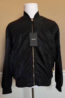 Versace Medusa Women's Blouson Shiny Nylon Jacket Black/Gold 48 Euro 1012573 NWT