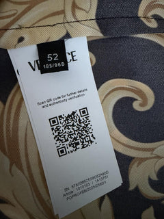Versace Baroque Short Sleeve Shirt Black & Gold XL (52 Euro) 1010103 NWT $1400