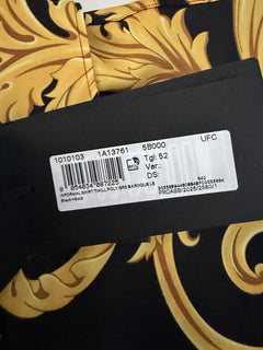 Versace Baroque Short Sleeve Shirt Black & Gold XL (52 Euro) 1010103 NWT $1400