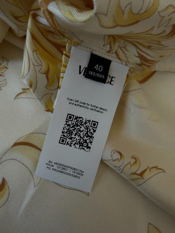Versace Medusa Women’s Twill Silk Shirt Ivory & Gold 4 US (40 Euro) 1008274 NWT
