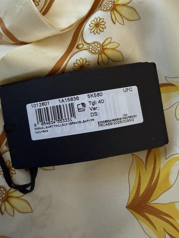 Versace Medusa Women’s Twill Silk Shirt Ivory & Gold 4 US (40 Euro) 1008274 NWT