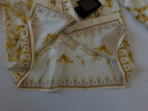 Versace Medusa Women’s Twill Silk Shirt Ivory & Gold 4 US (40 Euro) 1008274 NWT