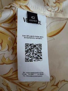 Versace Medusa Women’s Twill Silk Shirt Ivory & Gold 6 US (42 Euro) 1008274 NWT