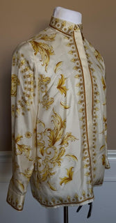 Versace Medusa Women’s Twill Silk Shirt Ivory & Gold 6 US (42 Euro) 1008274 NWT