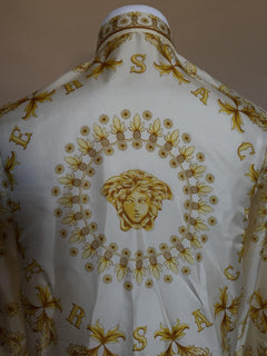 Versace Medusa Women’s Twill Silk Shirt Ivory & Gold 6 US (42 Euro) 1008274 NWT