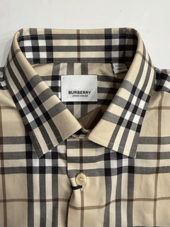 Burberry Shefford Modern Beige IP Check Short Sleeve Shirt XS 8105453 NWT $610